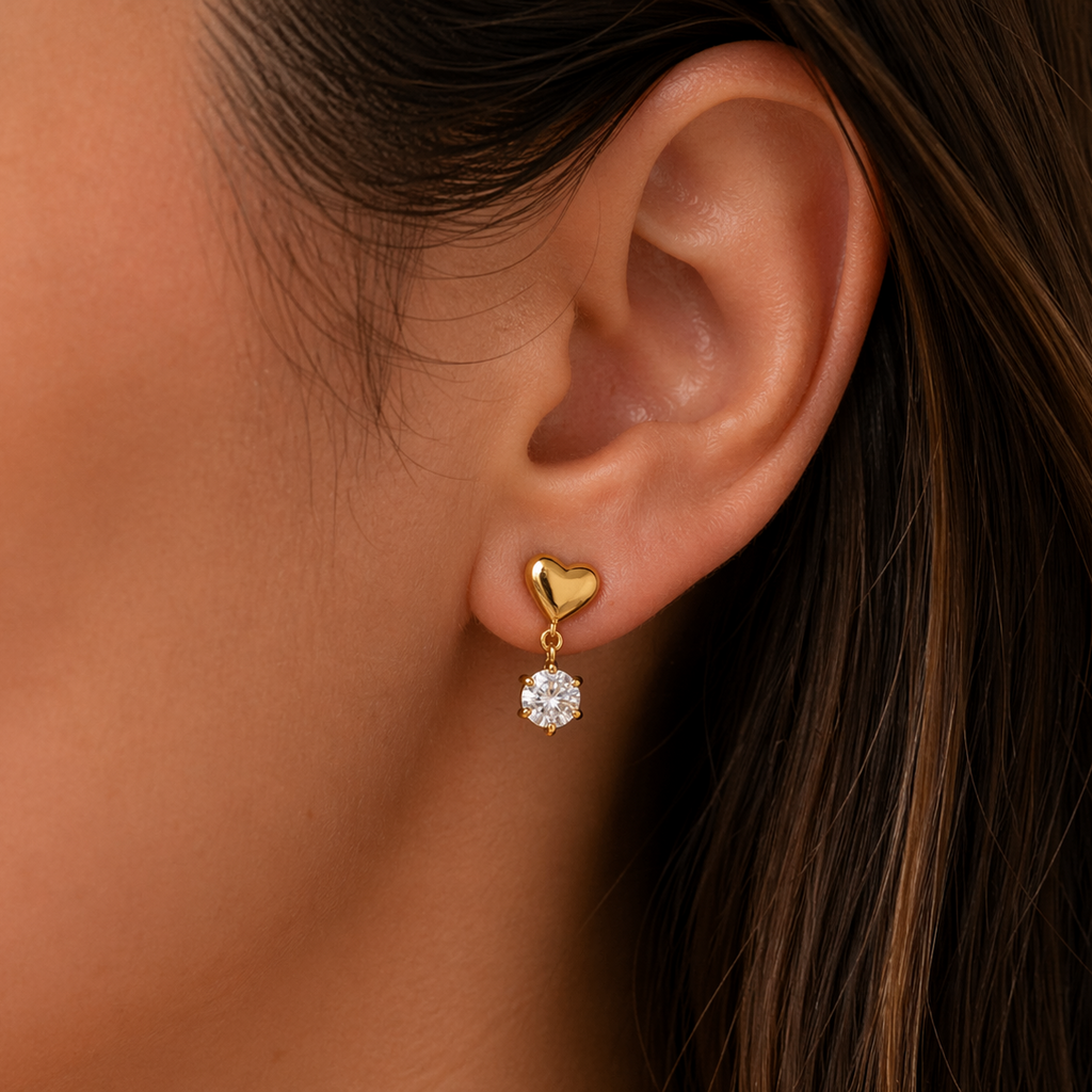 Sienna Gold Heart Drop Earrings