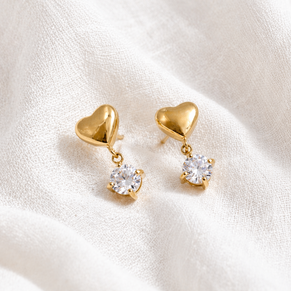 Sienna Gold Heart Drop Earrings
