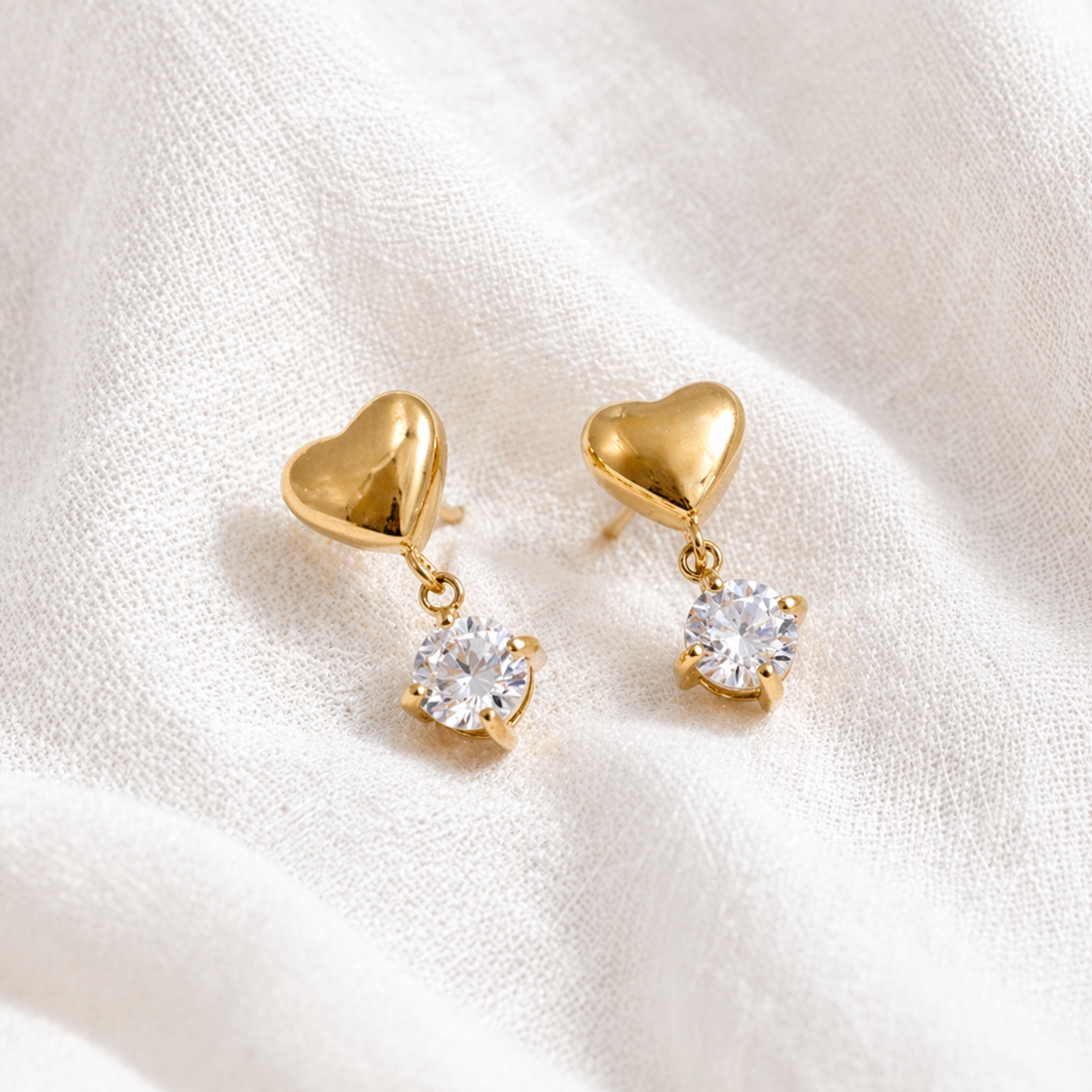Sienna Gold Heart Drop Earrings