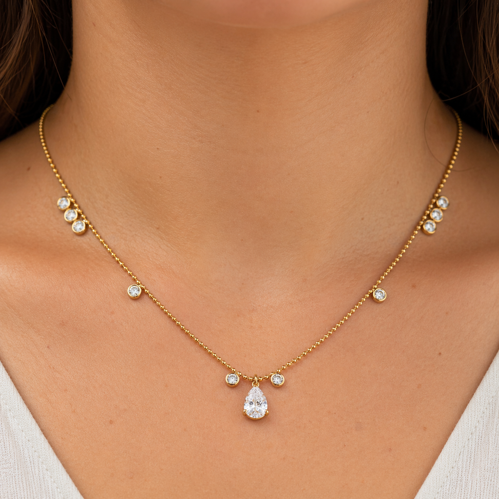 Freya Gold Teardrop Pendant Necklace