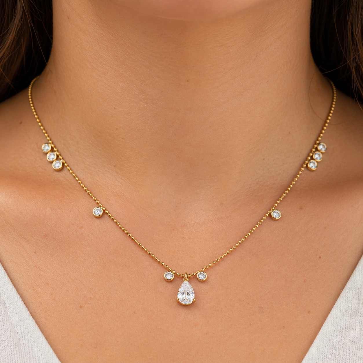 Freya Gold Teardrop Pendant Necklace