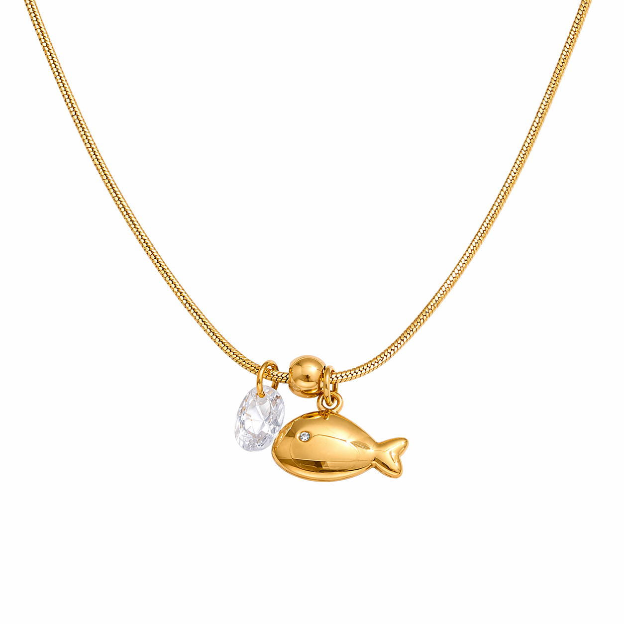 Rue Gold Fish Charm Necklace