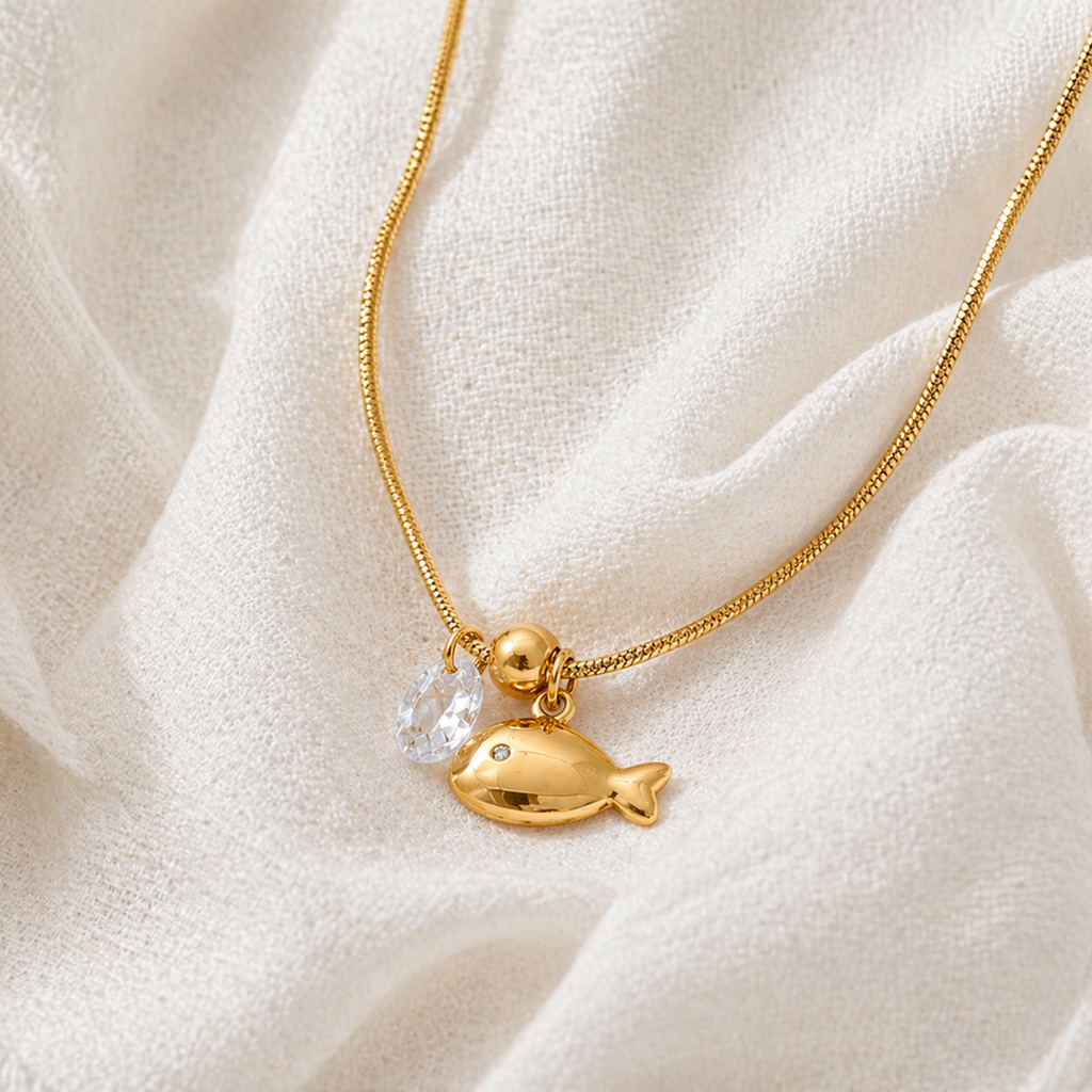 Rue Gold Fish Charm Necklace