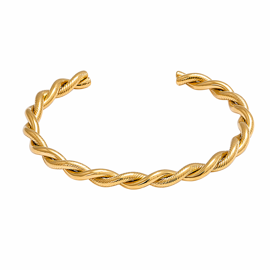 Rhea Gold Twisted Rope Cuff Bracelet