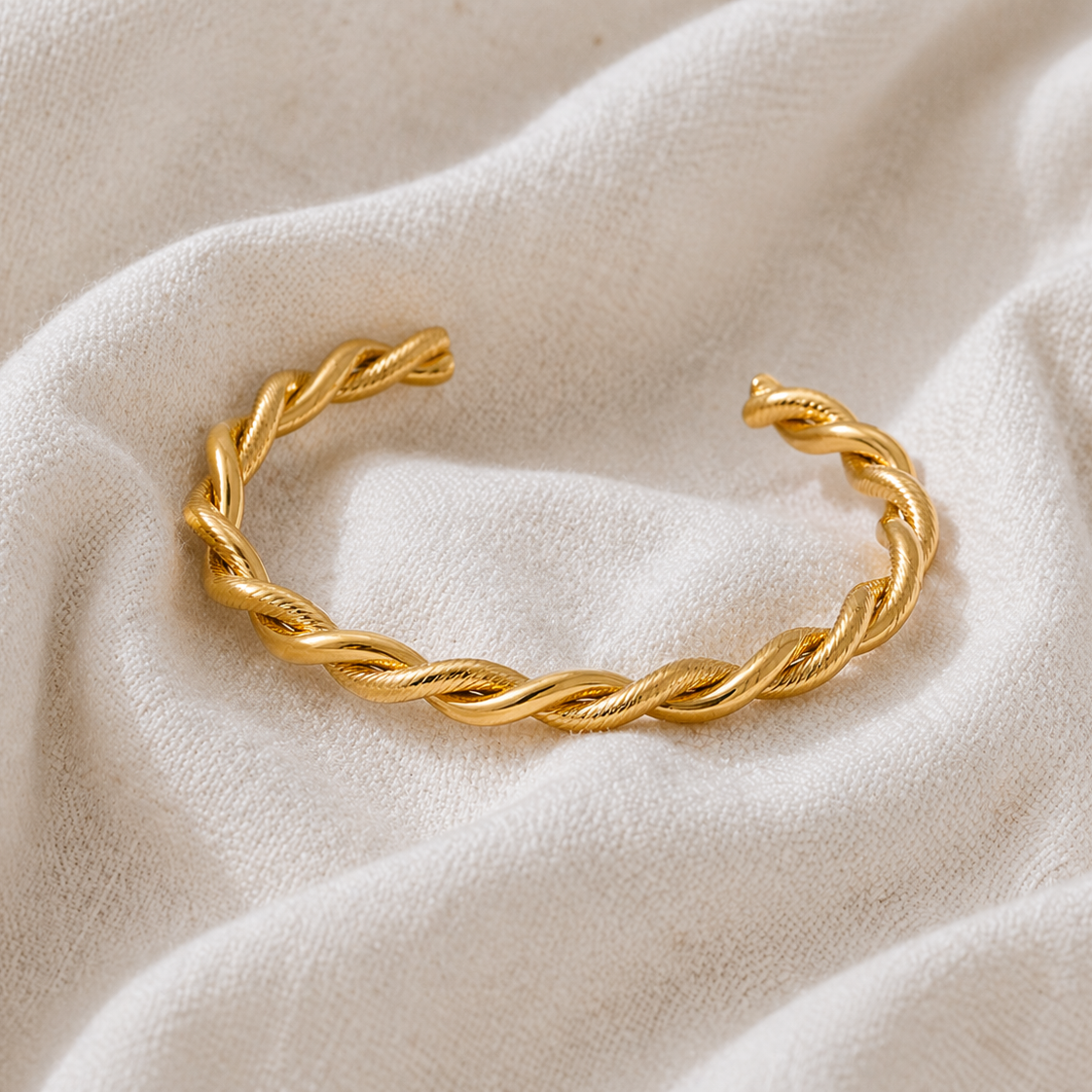 Rhea Gold Twisted Rope Cuff Bracelet