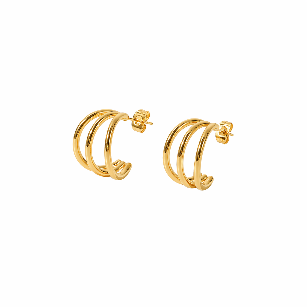 Posie Triple Hoop Gold Earrings