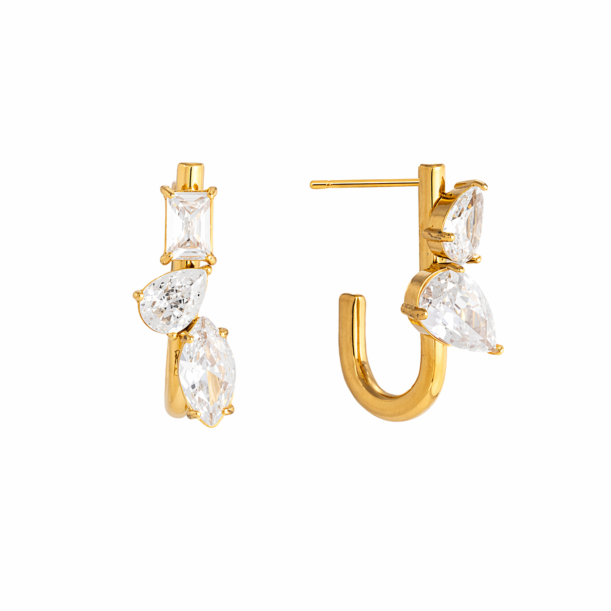 Kae Earrings with Mixed Cut CZ Stones