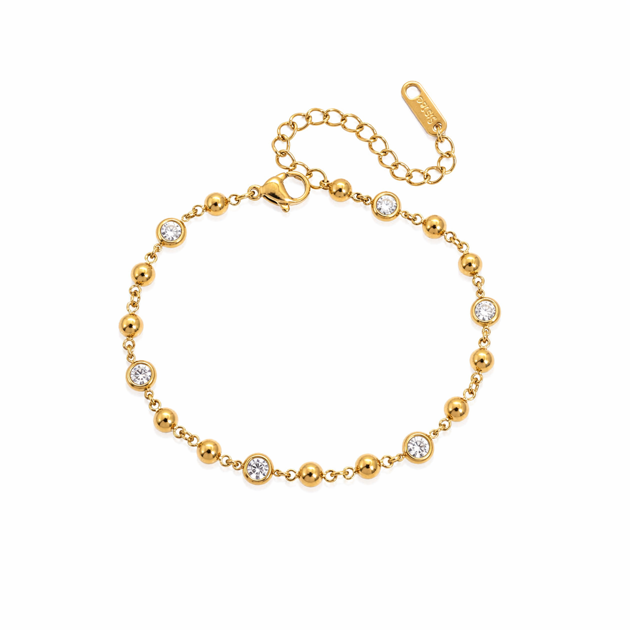 Lyra Gold CZ Station Bracelet