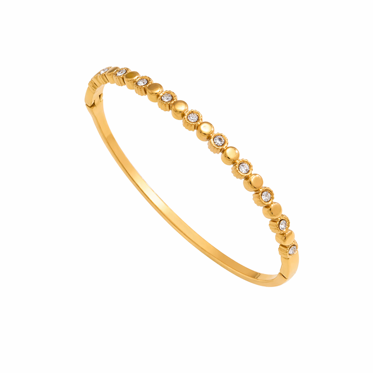 Ayra Gold Beaded CZ Cuff Bracelet