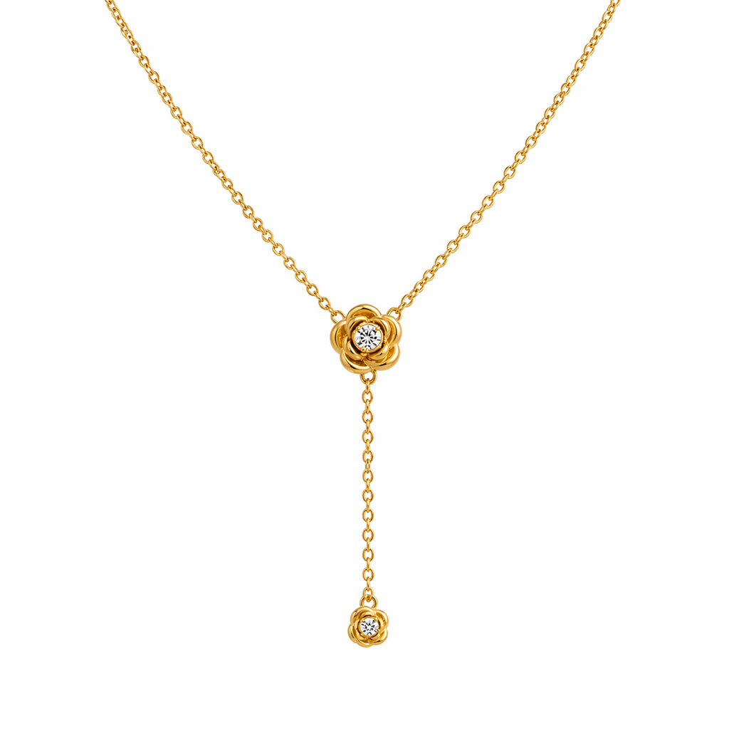 Rosie Gold Floral Pendant Y Necklace