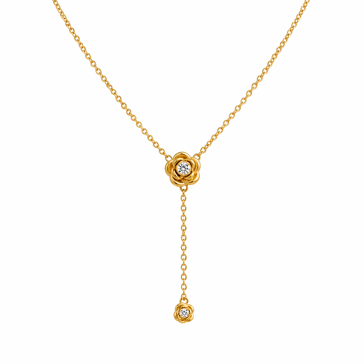 Rosie Gold Floral Pendant Y Necklace