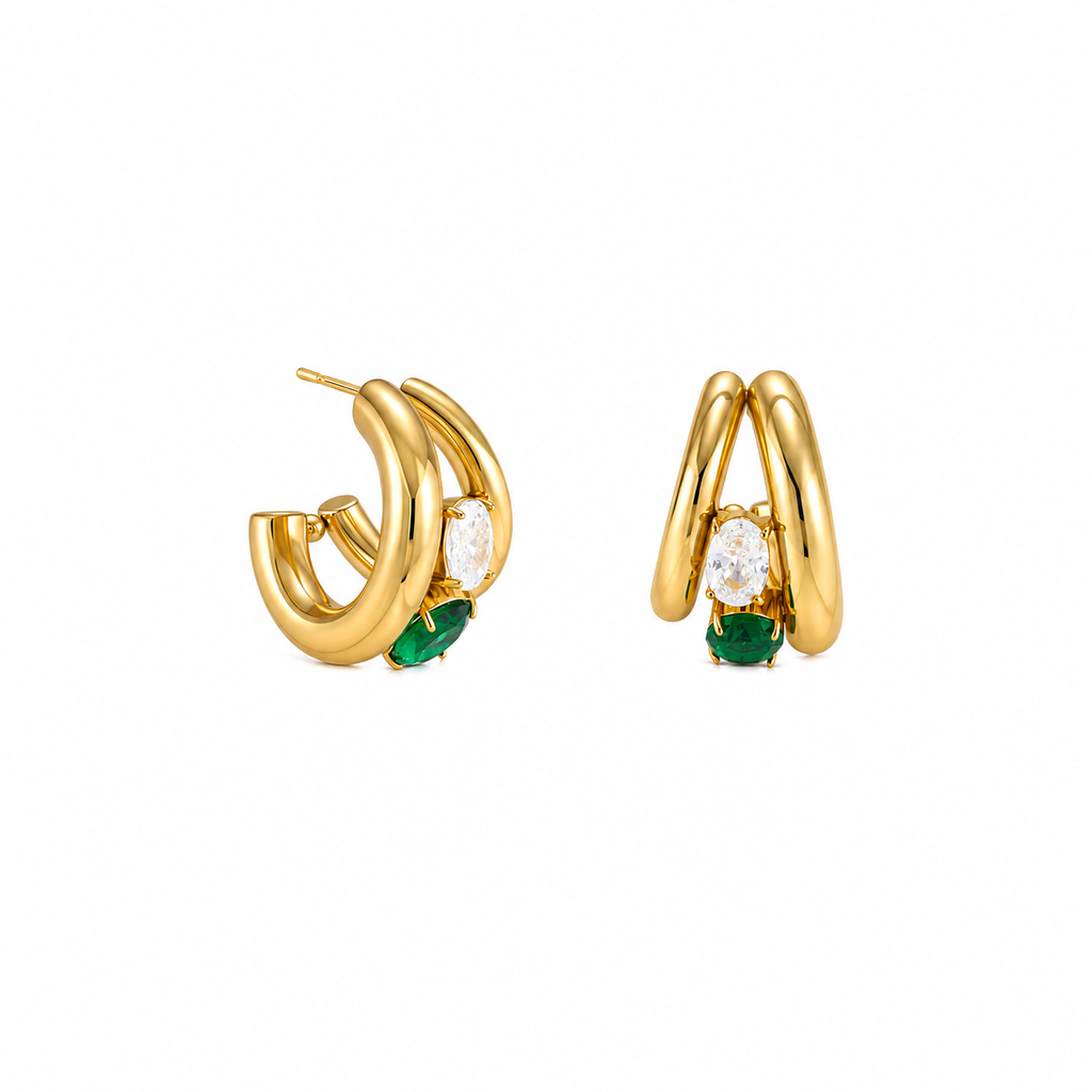 Cerise Gold Double Hoop Earrings