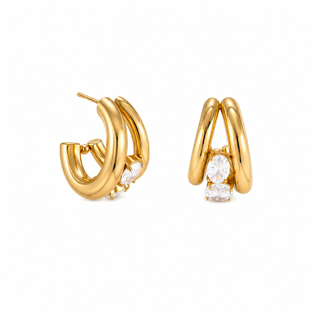 Cerise Gold Double Hoop Earrings