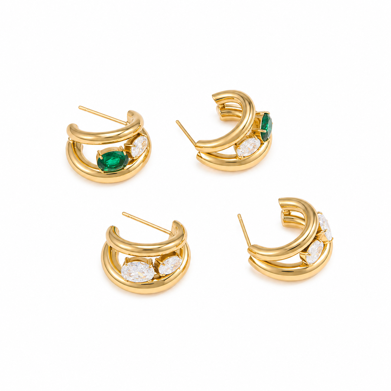Cerise Gold Double Hoop Earrings