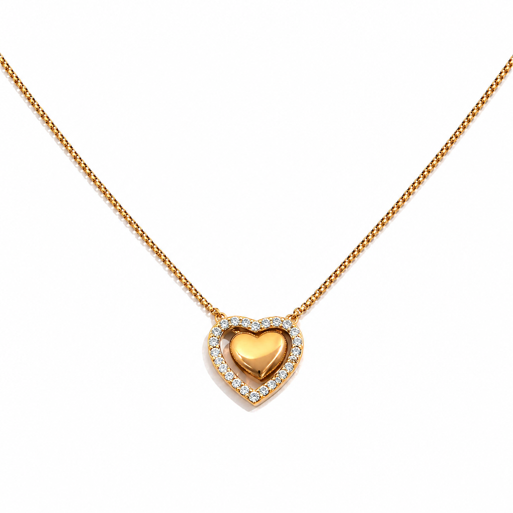Renee Gold Dual Heart Pendant Necklace