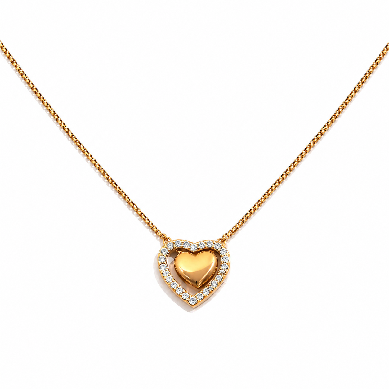Renee Gold Dual Heart Pendant Necklace