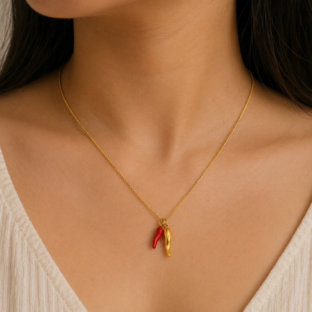 Riya Red Chili Pendant Necklace