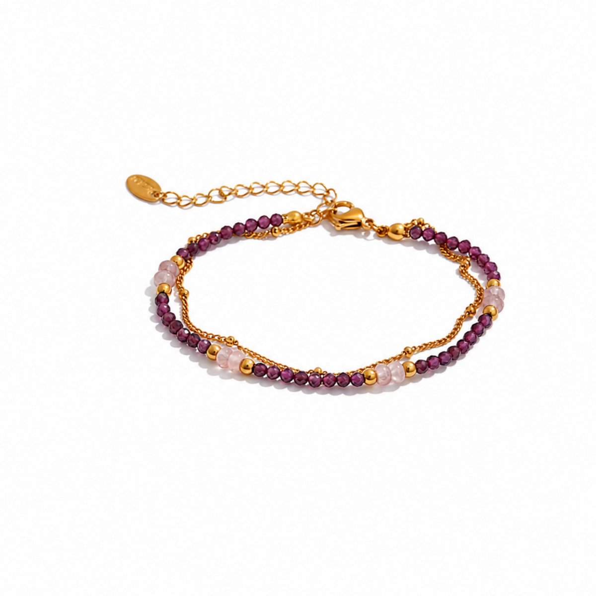 Aurelia Amethyst Rose Quartz Layered Bracelet