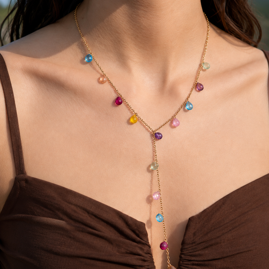 Kiara Multicolor Gemstone Y Necklace
