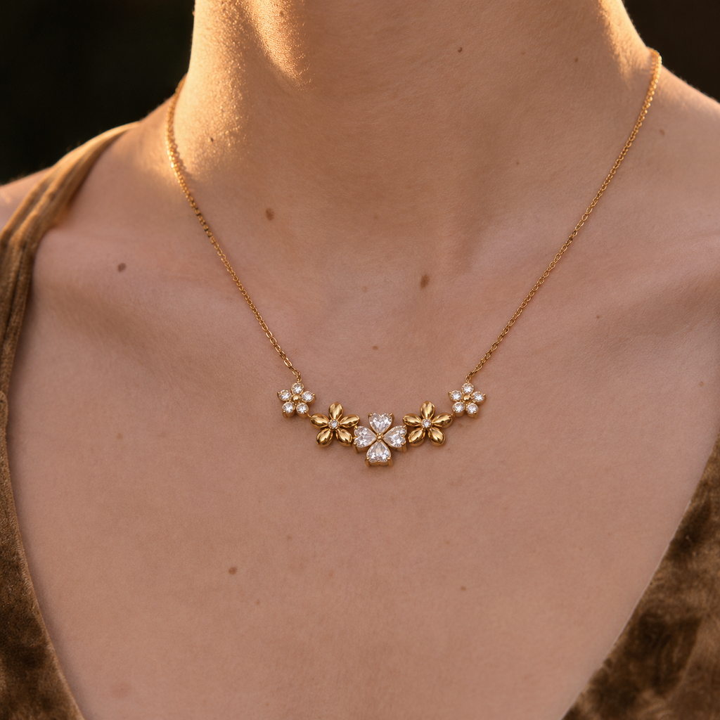 Elara Floral CZ Pendant Necklace