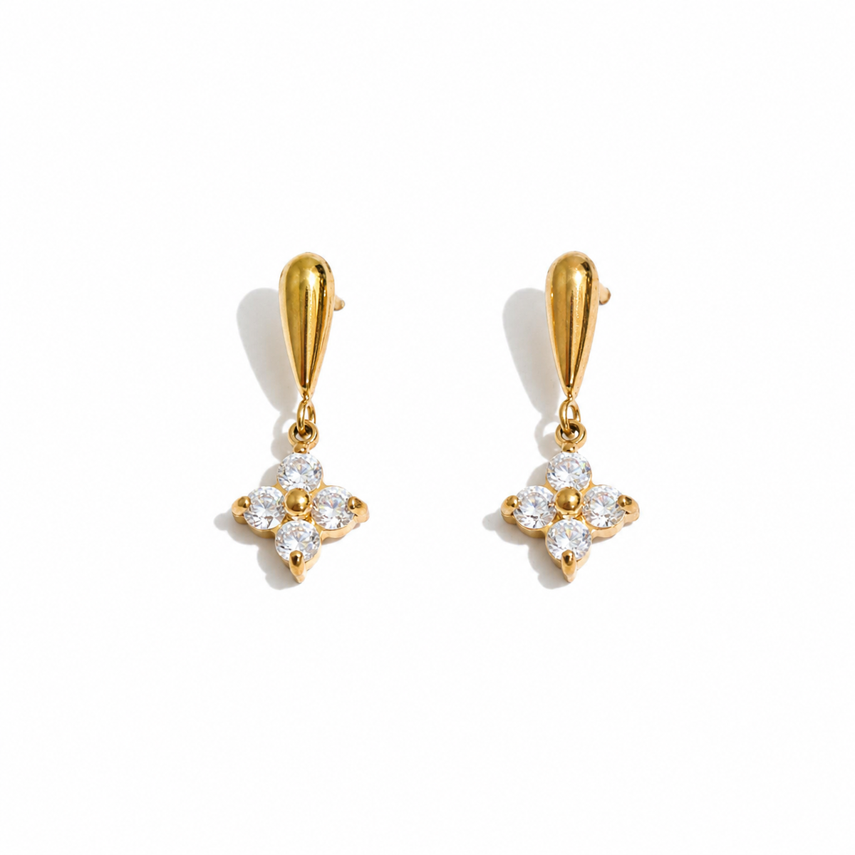 Ivy CZ Floral Dangle Earrings