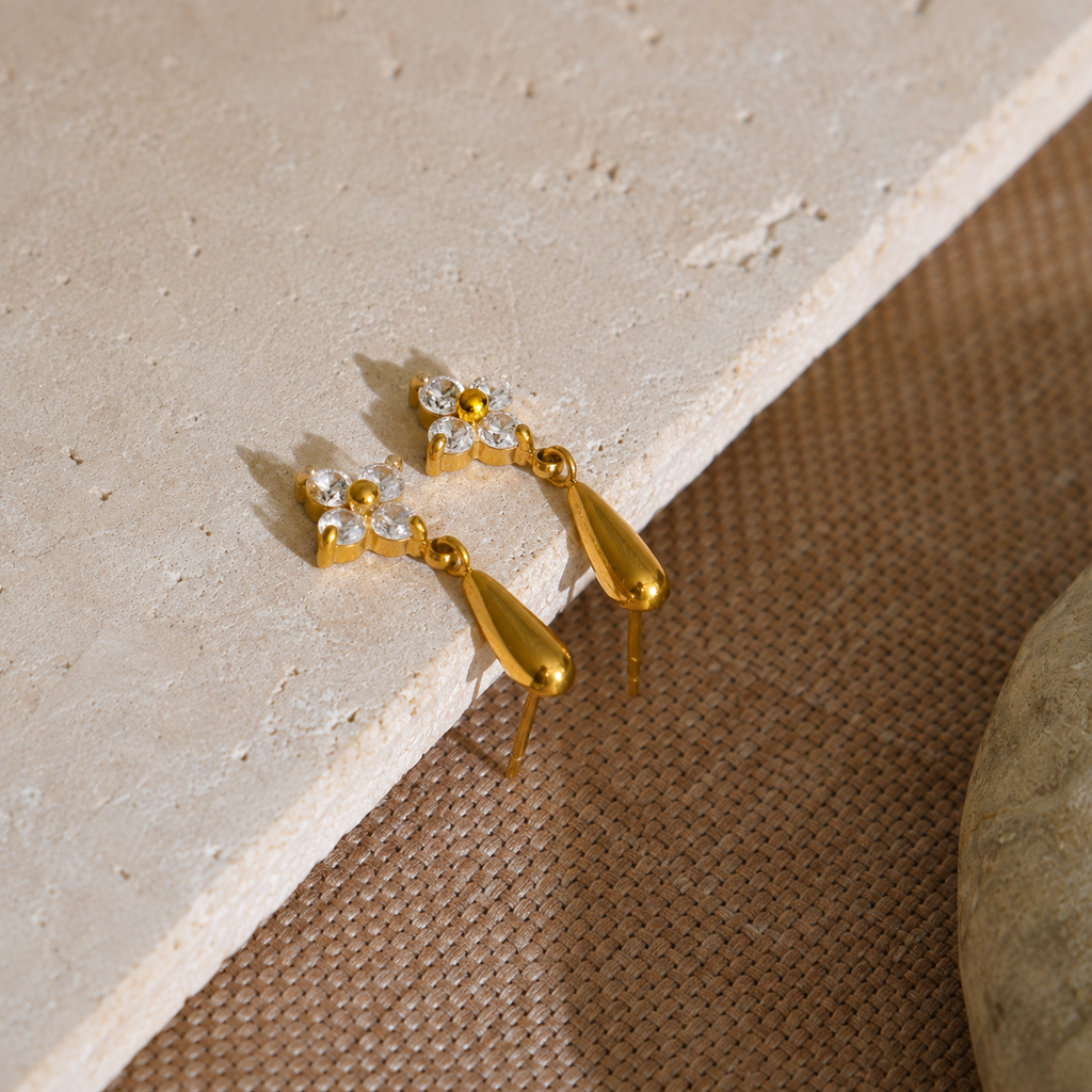 Ivy CZ Floral Dangle Earrings