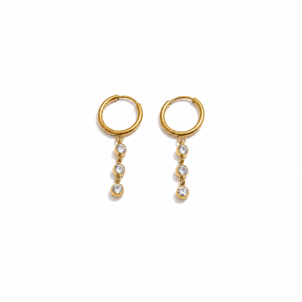 Nora CZ Drop Hoop Earrings