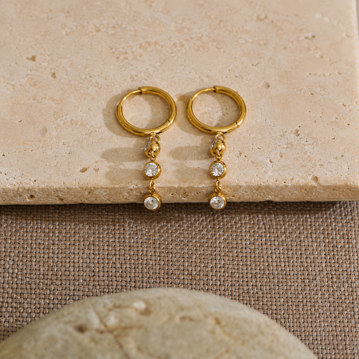 Nora CZ Drop Hoop Earrings