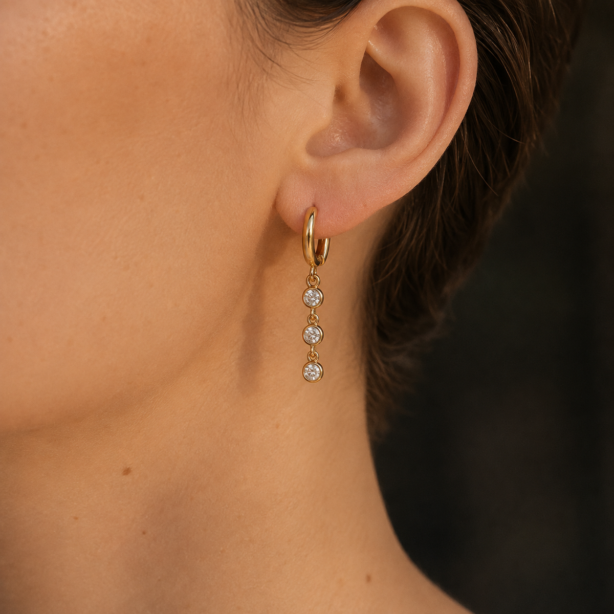 Nora CZ Drop Hoop Earrings