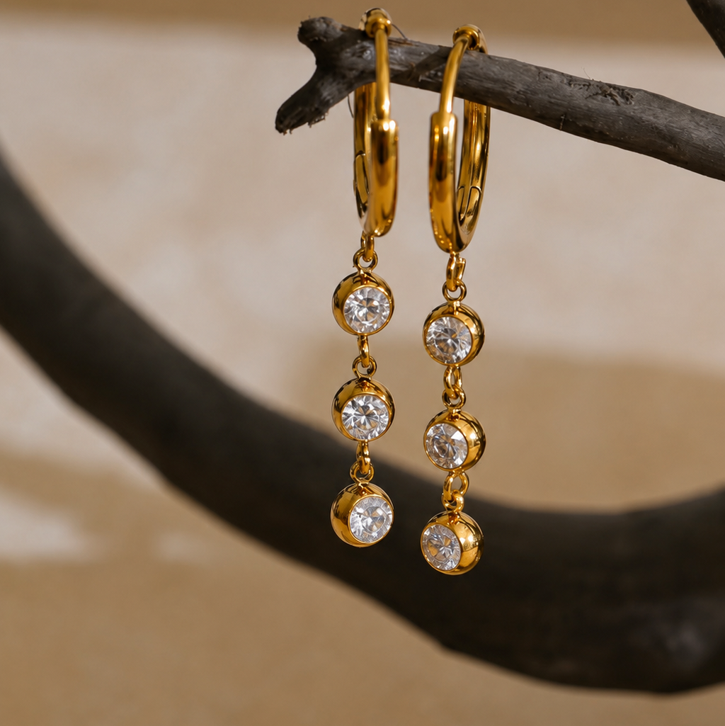 Nora CZ Drop Hoop Earrings
