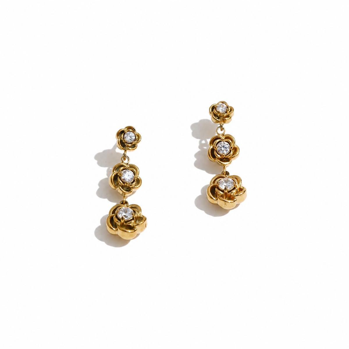 Rosalie CZ Rose Drop Earrings