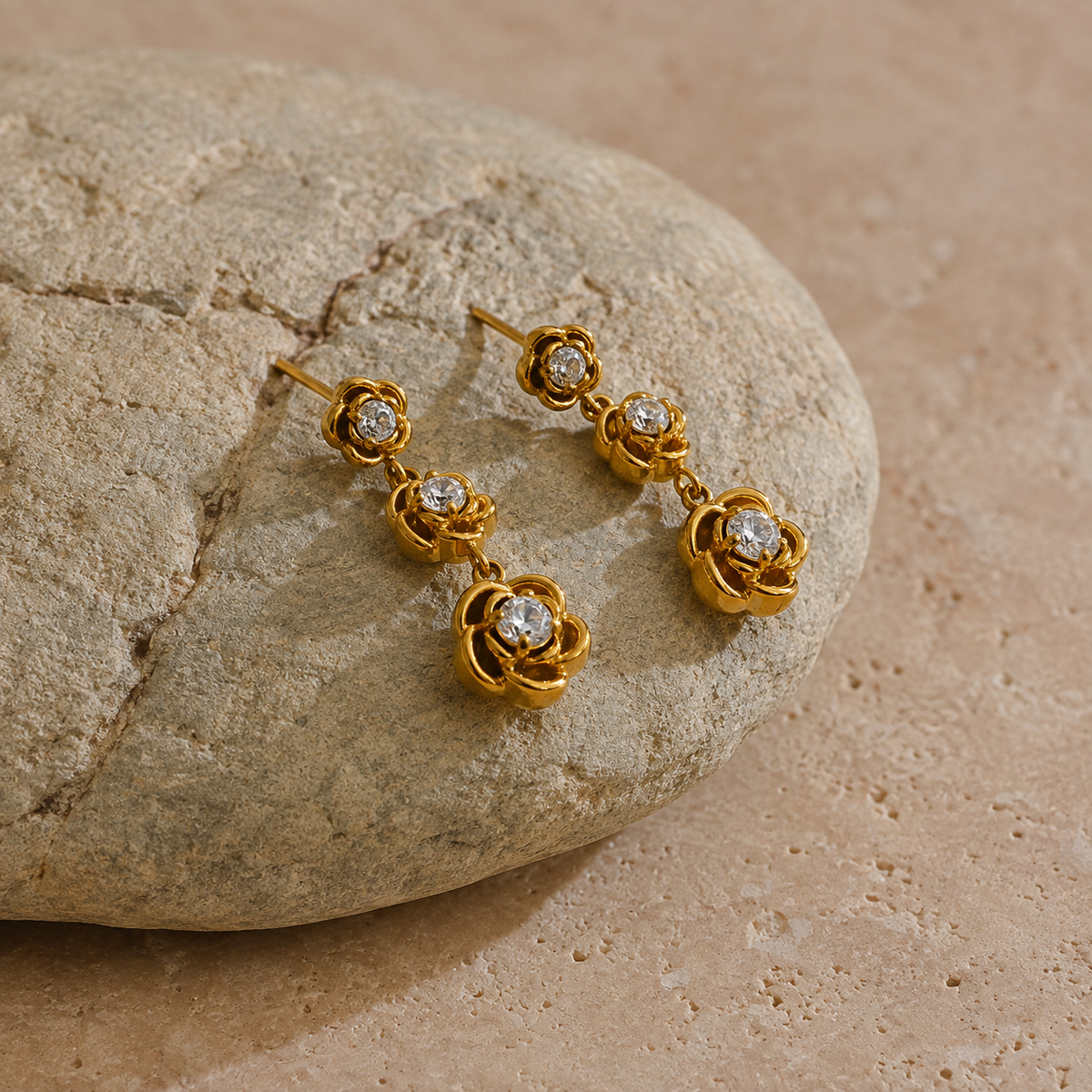 Rosalie CZ Rose Drop Earrings