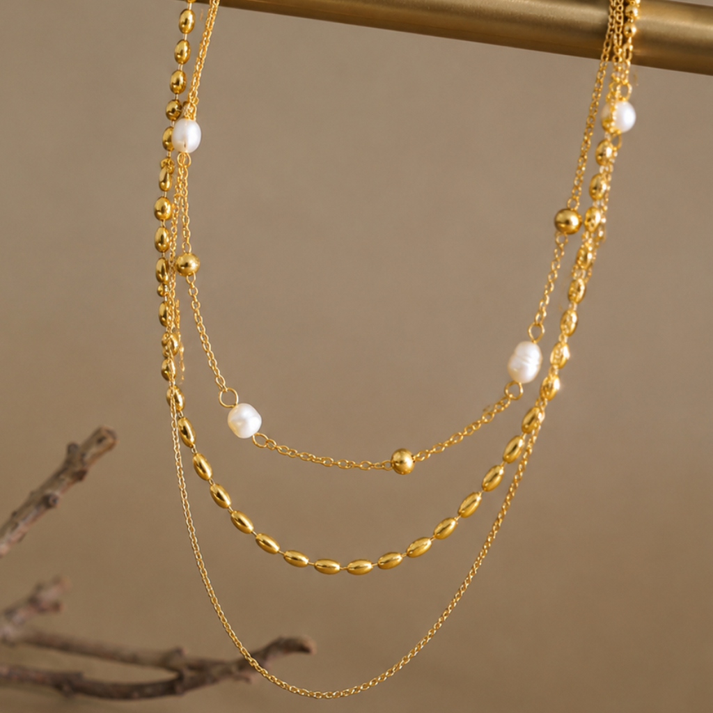 Eliana Pearl Layered Chain Necklace