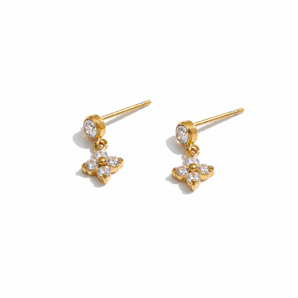 Amara CZ Floral Drop Earrings
