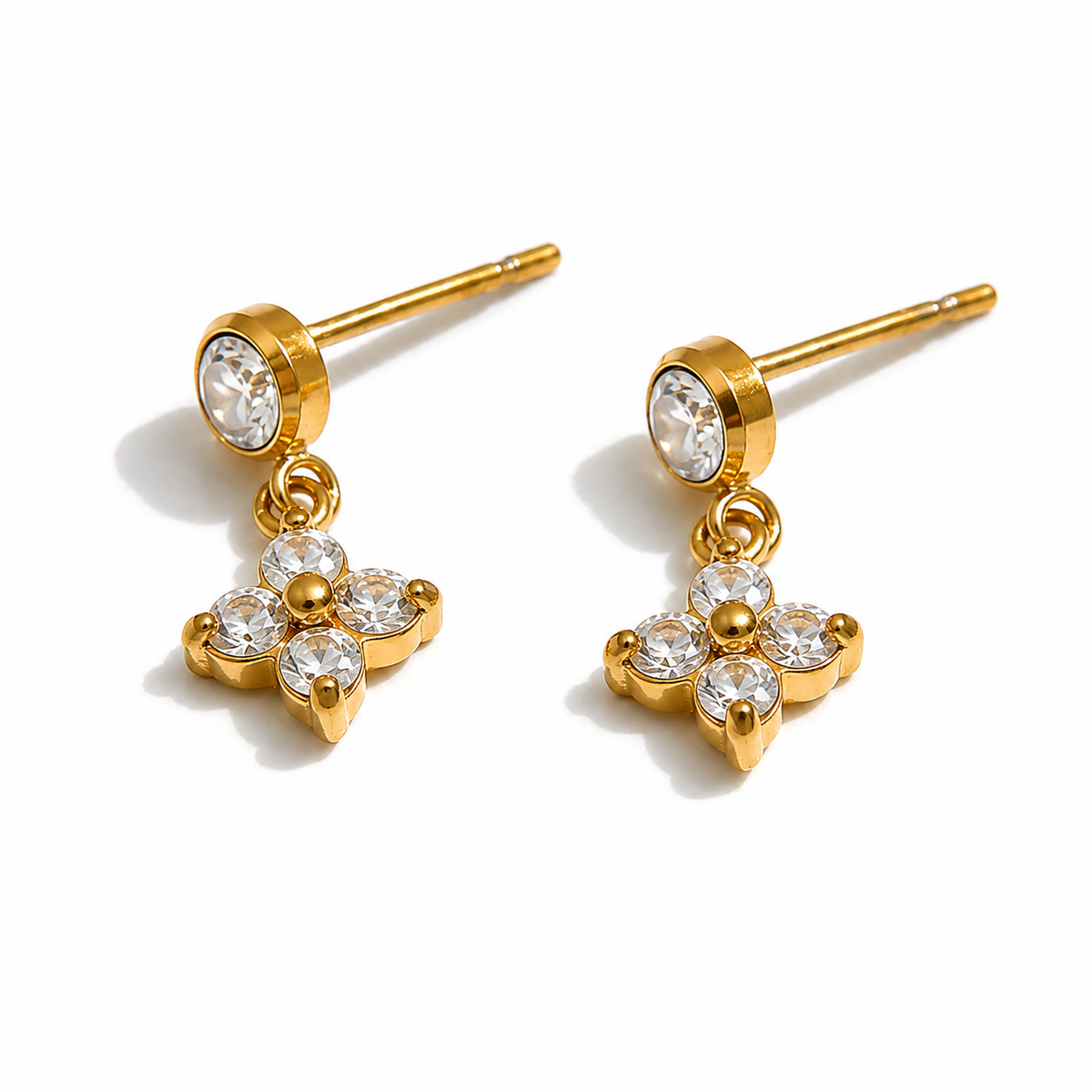 Amara CZ Floral Drop Earrings
