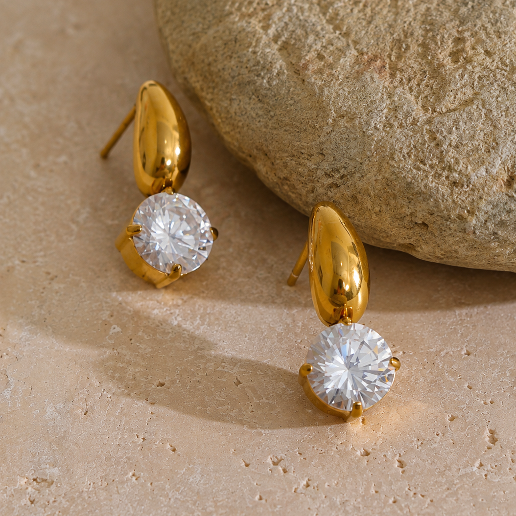 Mila Round CZ Stud Earrings