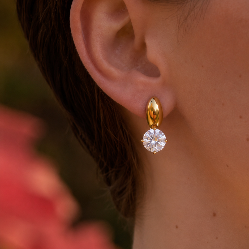 Mila Round CZ Stud Earrings