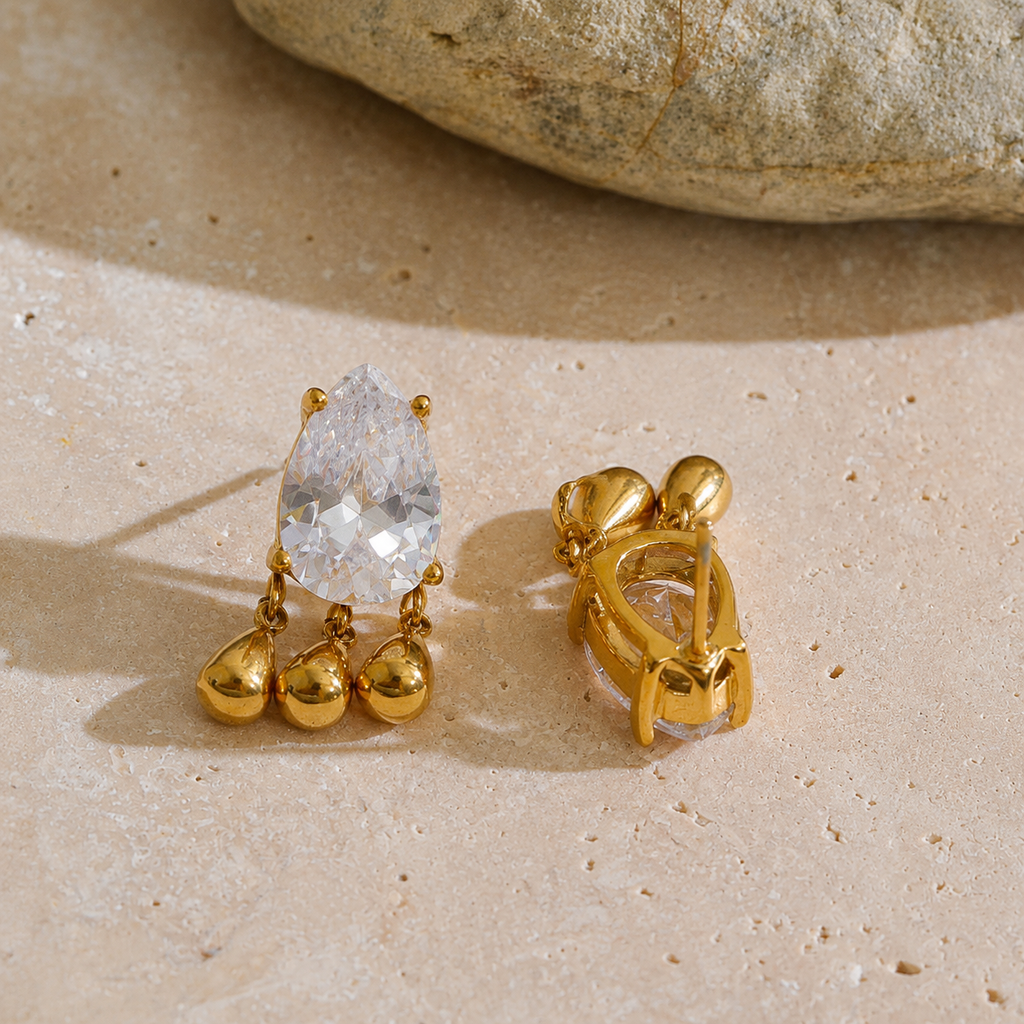 Celeste Teardrop CZ Statement Earrings