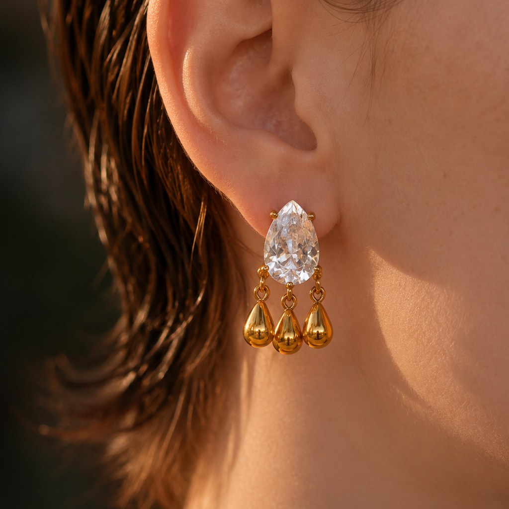 Celeste Teardrop CZ Statement Earrings