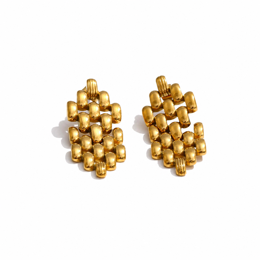 Zara Chunky Woven Gold Statement Earrings