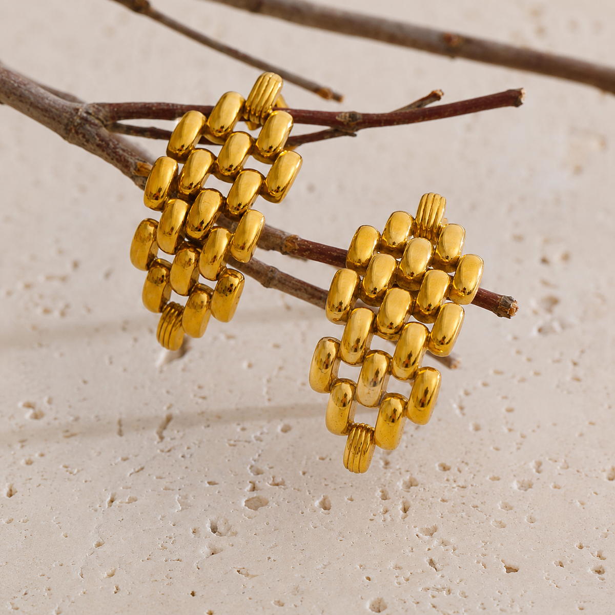 Zara Chunky Woven Gold Statement Earrings