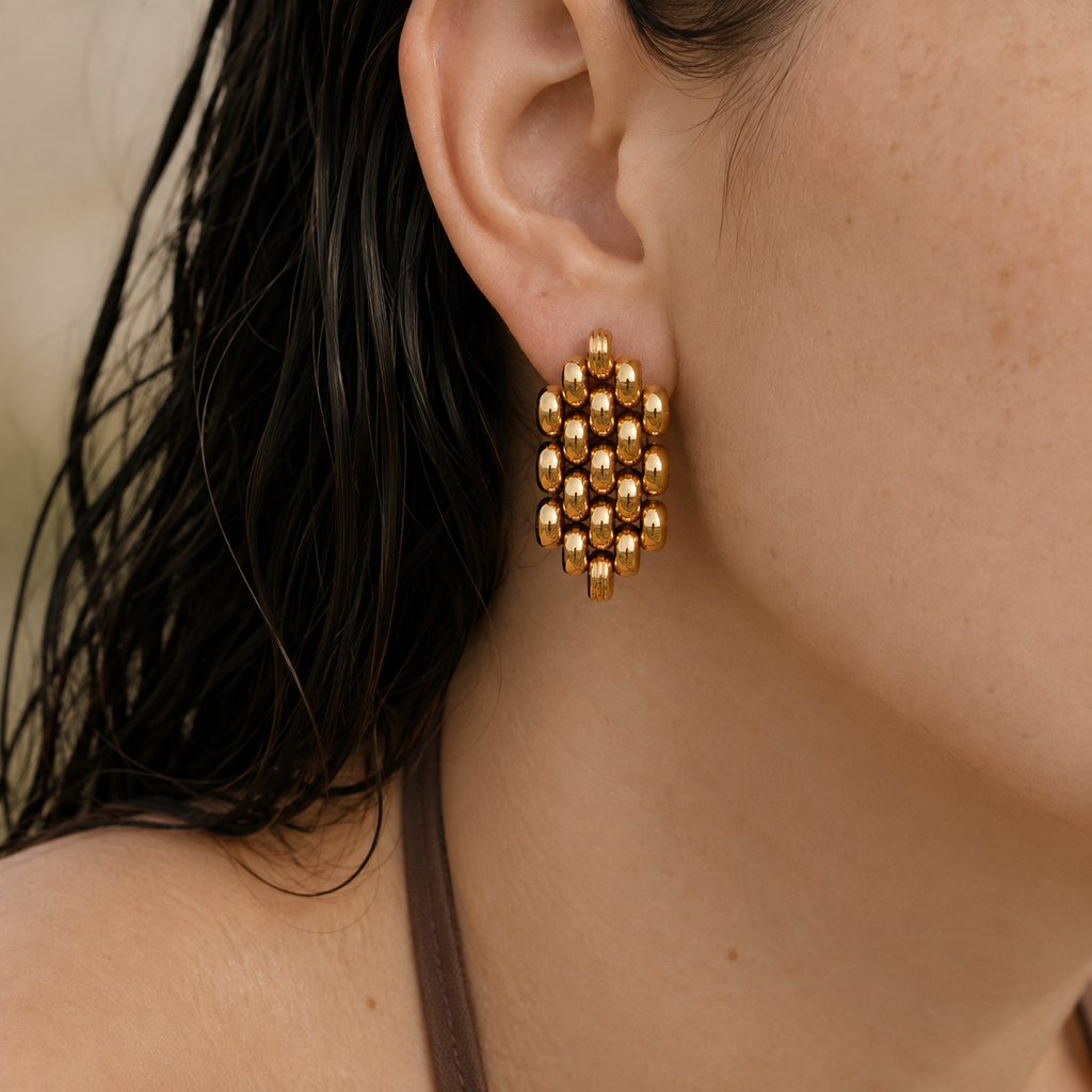 Zara Chunky Woven Gold Statement Earrings
