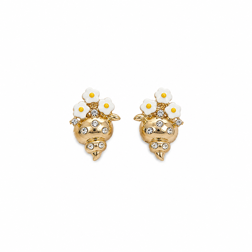 Freya Floral CZ Clip On Earrings
