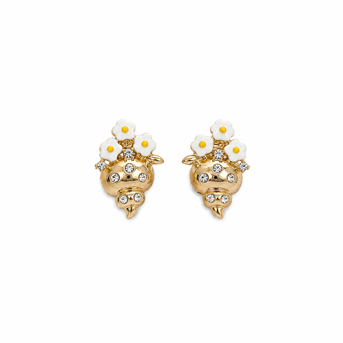 Freya Floral CZ Clip On Earrings