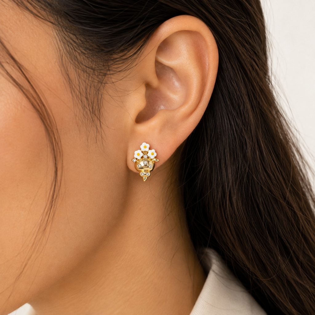 Freya Floral CZ Clip On Earrings