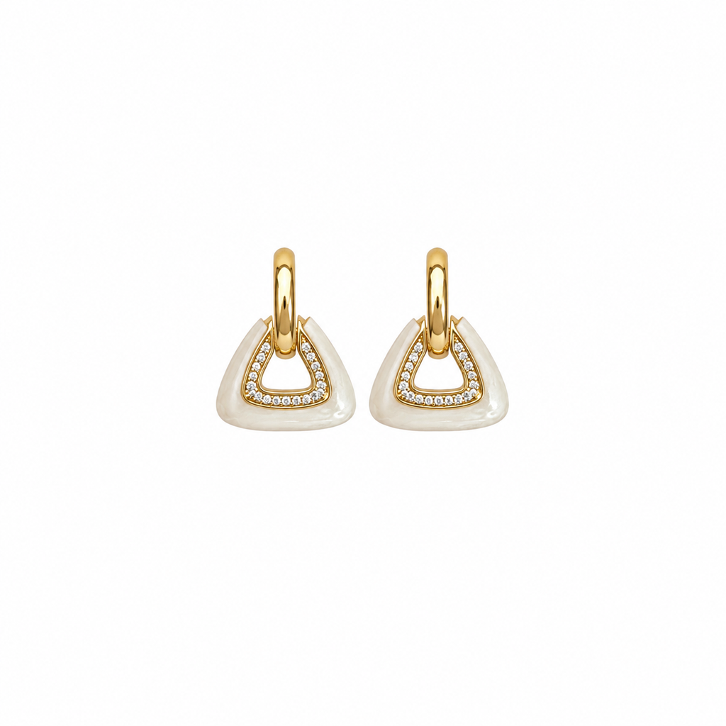 Sienna Pearl Enamel Triangle Hoop Earrings
