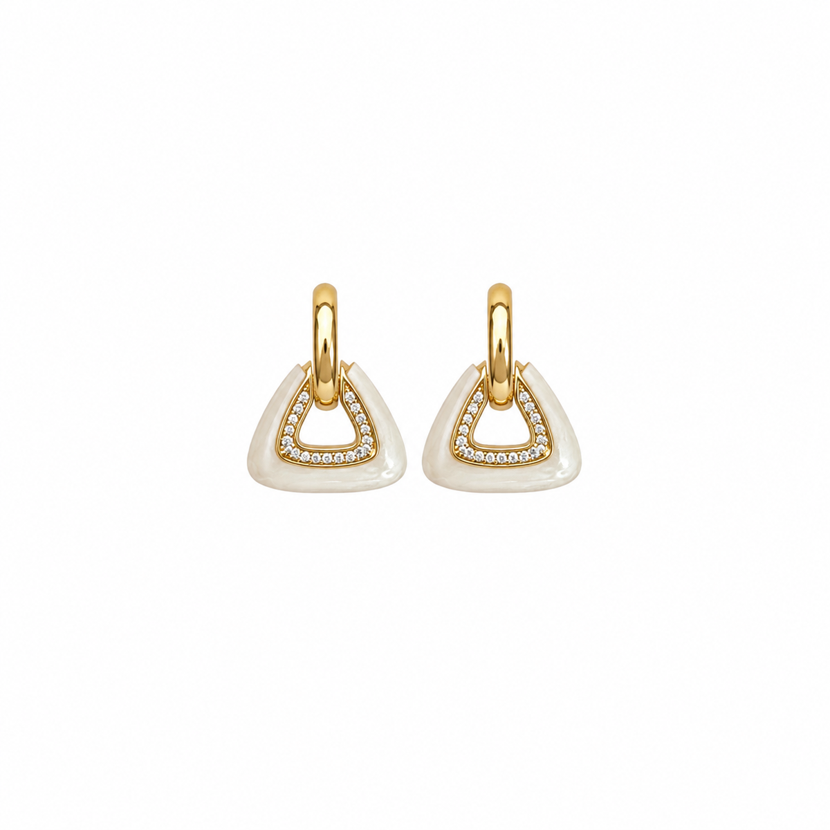 Sienna Pearl Enamel Triangle Hoop Earrings