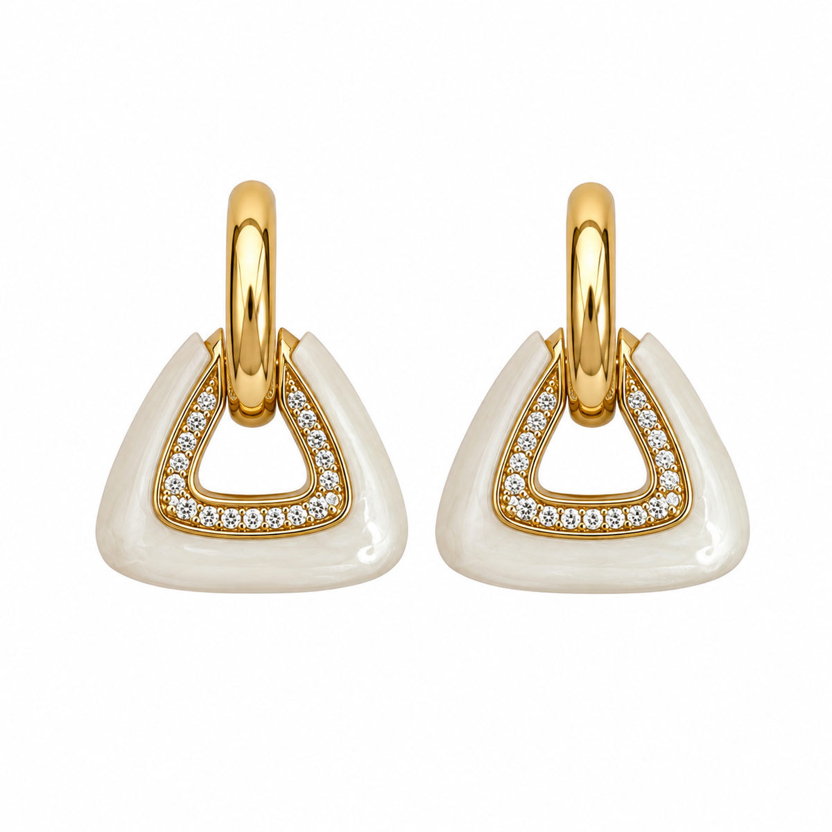 Sienna Pearl Enamel Triangle Hoop Earrings