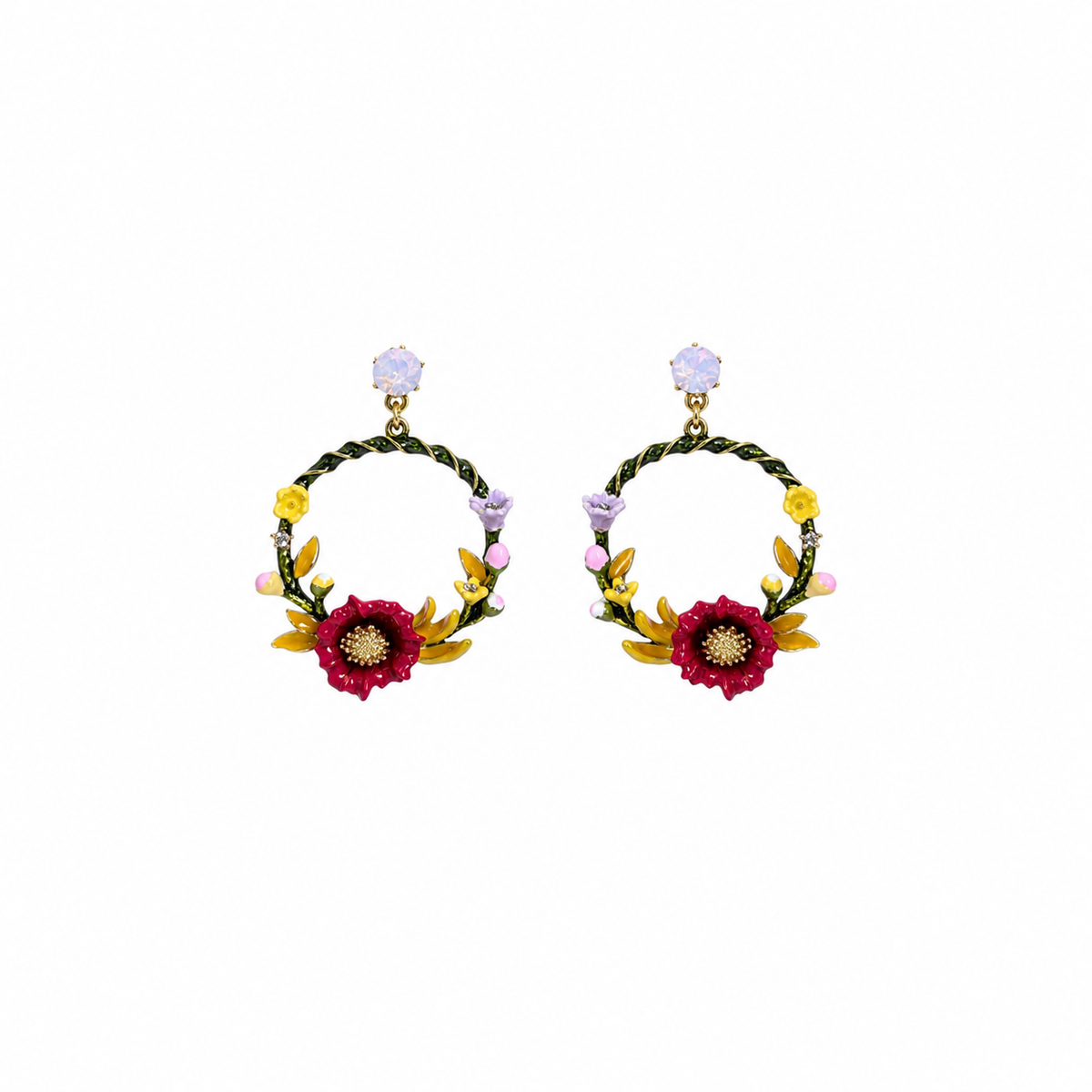Amelia Floral Enamel Statement Earrings