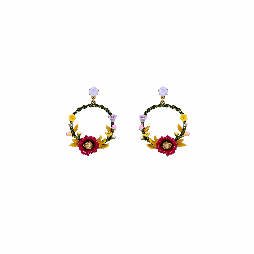Amelia Floral Enamel Statement Earrings
